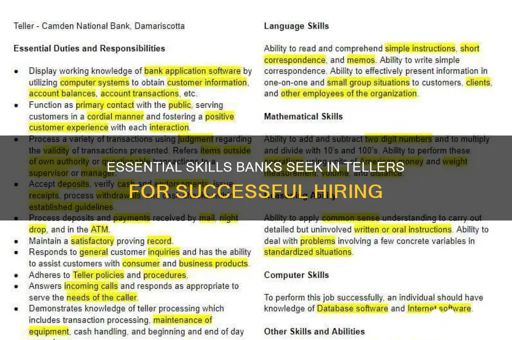 what are banks looking for in tellers