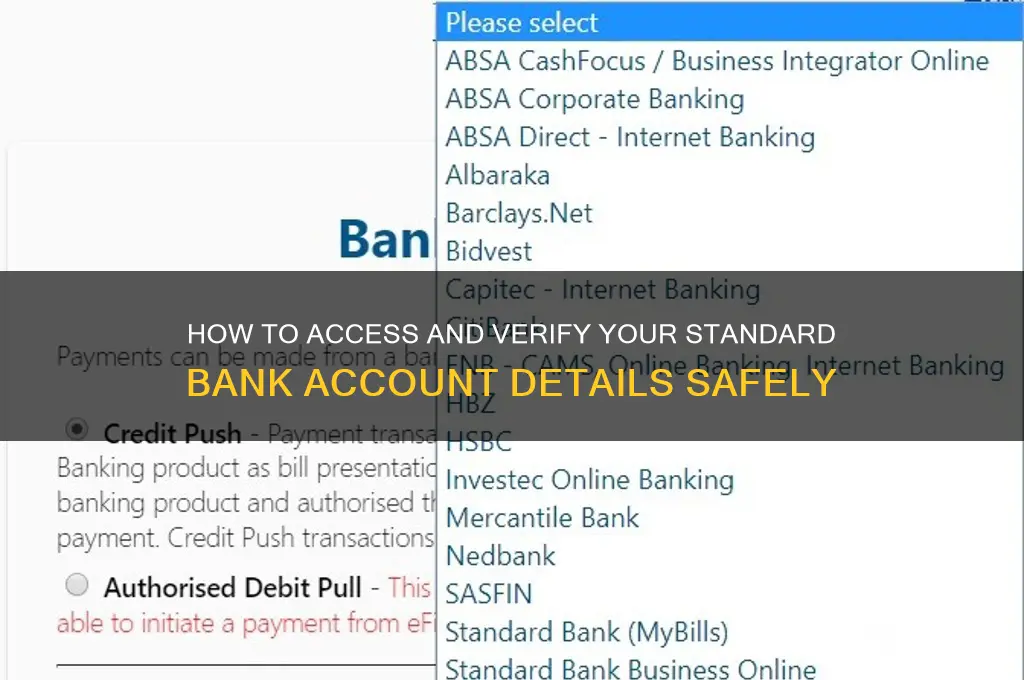 what are my banking details standard bank