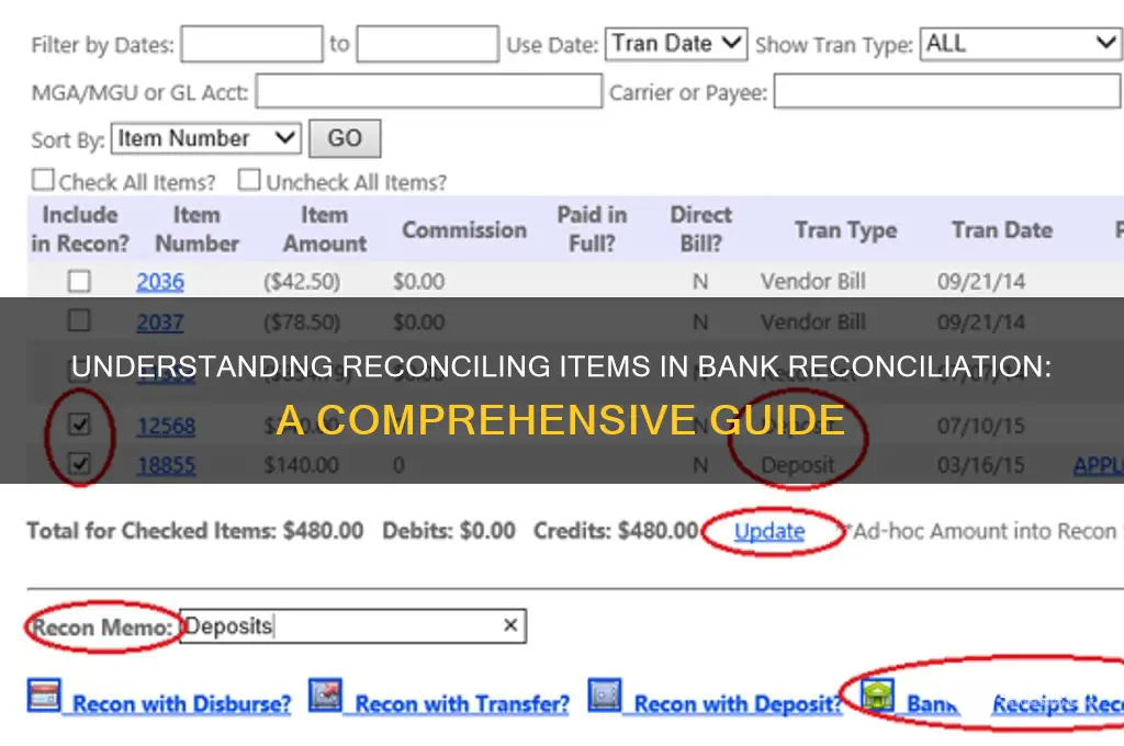 what are reconciling items in bank reconciliation