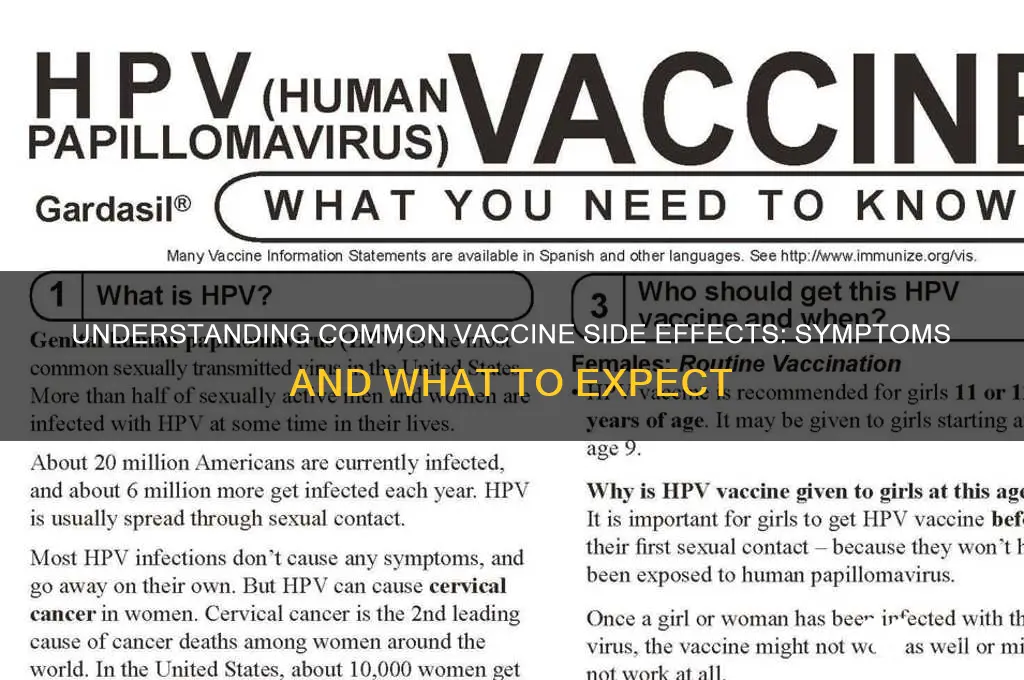 what are the symptoms of the vaccine