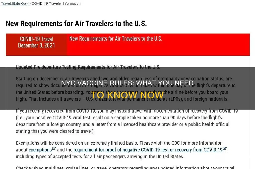 what are the vaccine rules in nyc