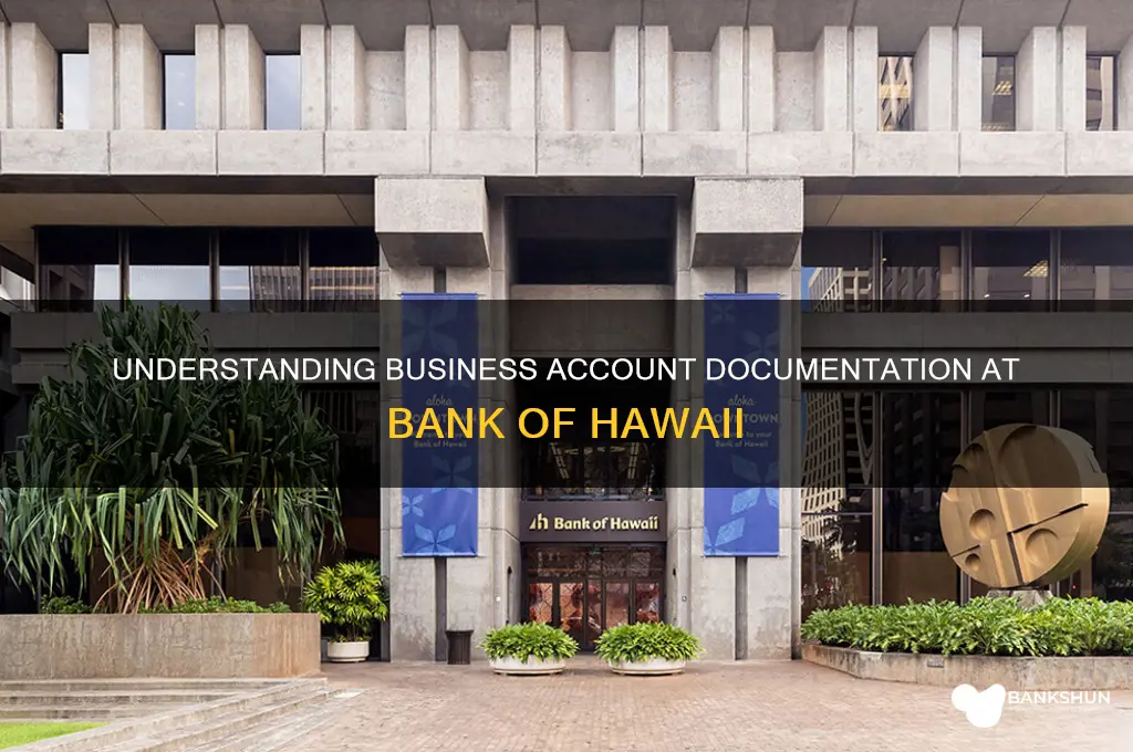 what document busniess acct bank of hawaii