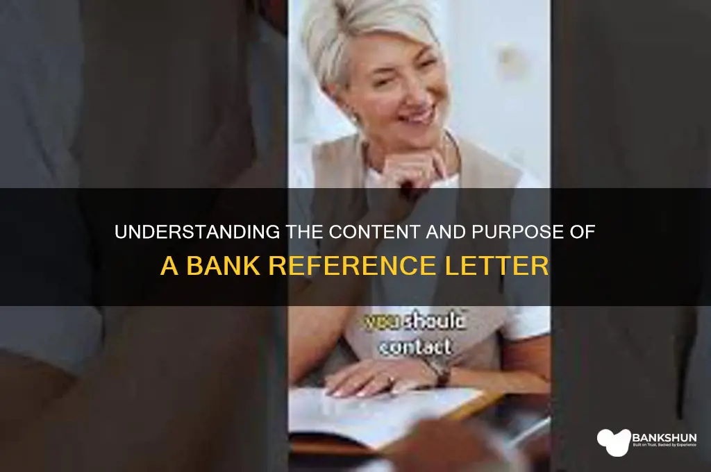 what does a bank reference letter say