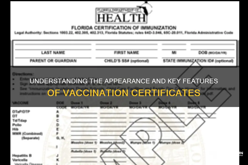 what does a vaccination certificate look like