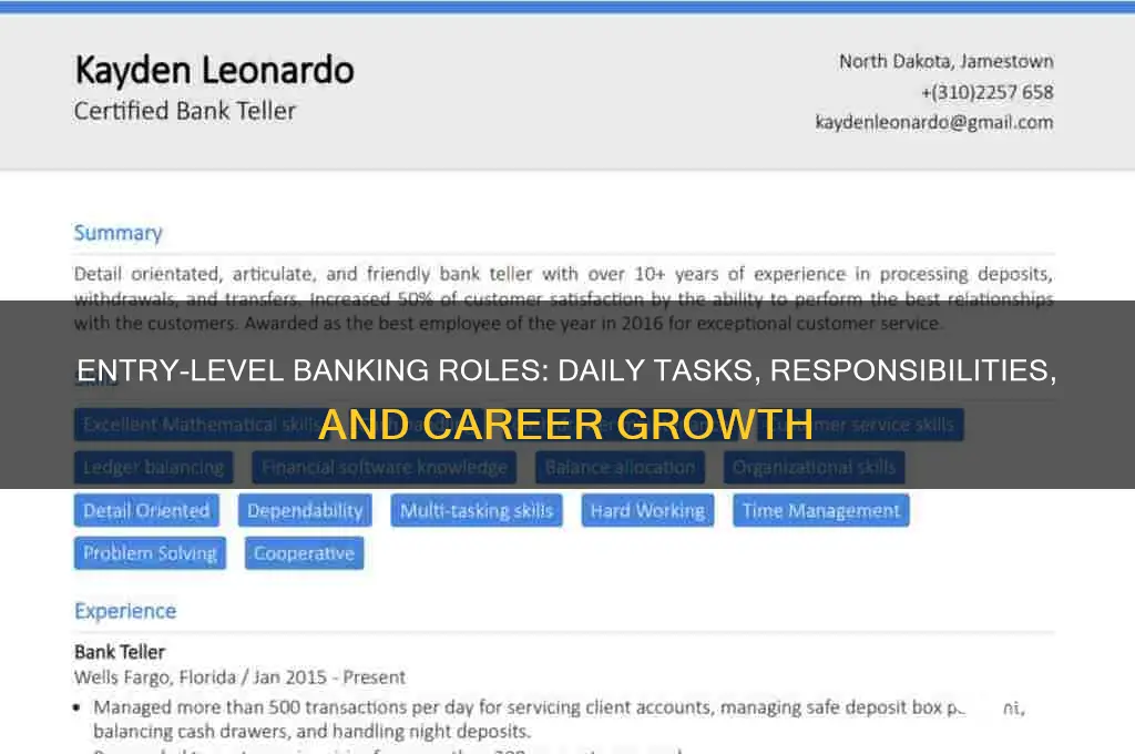 what does an entry level banker do