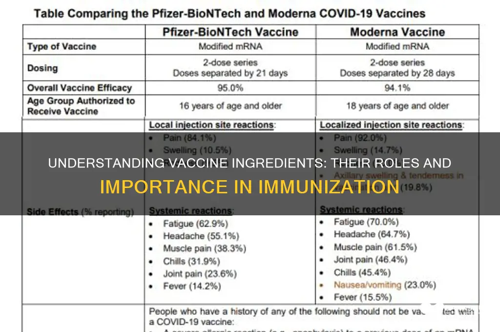 what does each ingredient do in vaccines