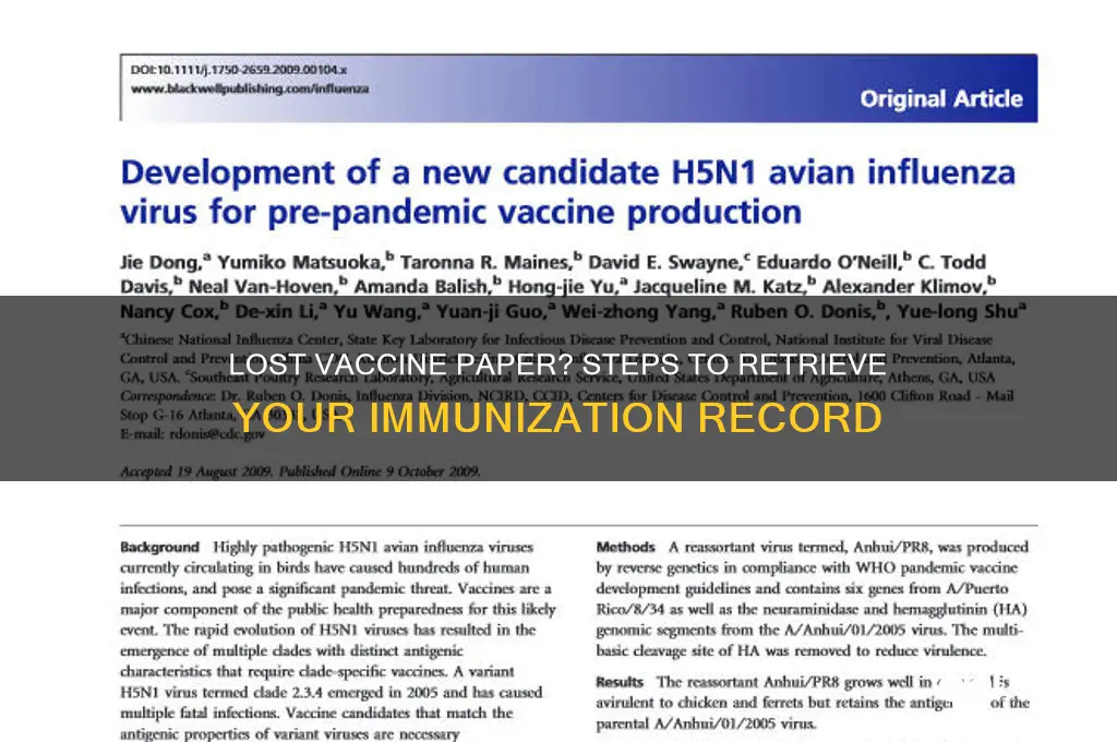 what if i lost my vaccine paper