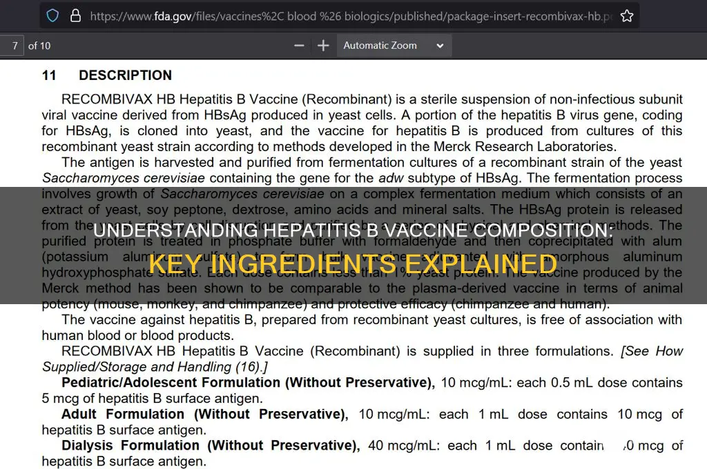 what is hepatitis b vaccine made of