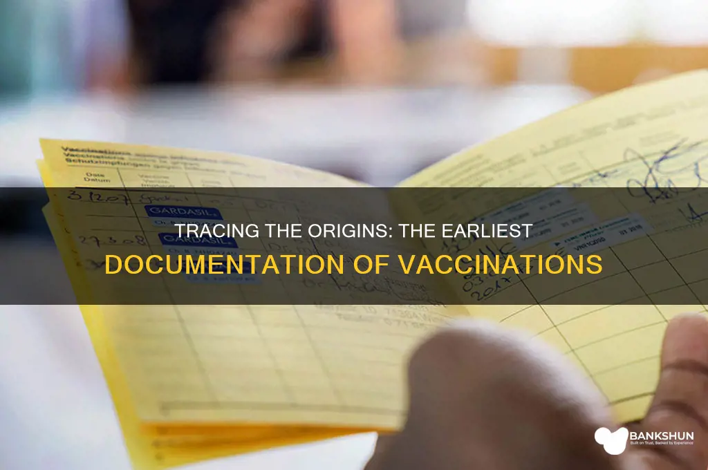 what is the earliest documentation of vaccinations
