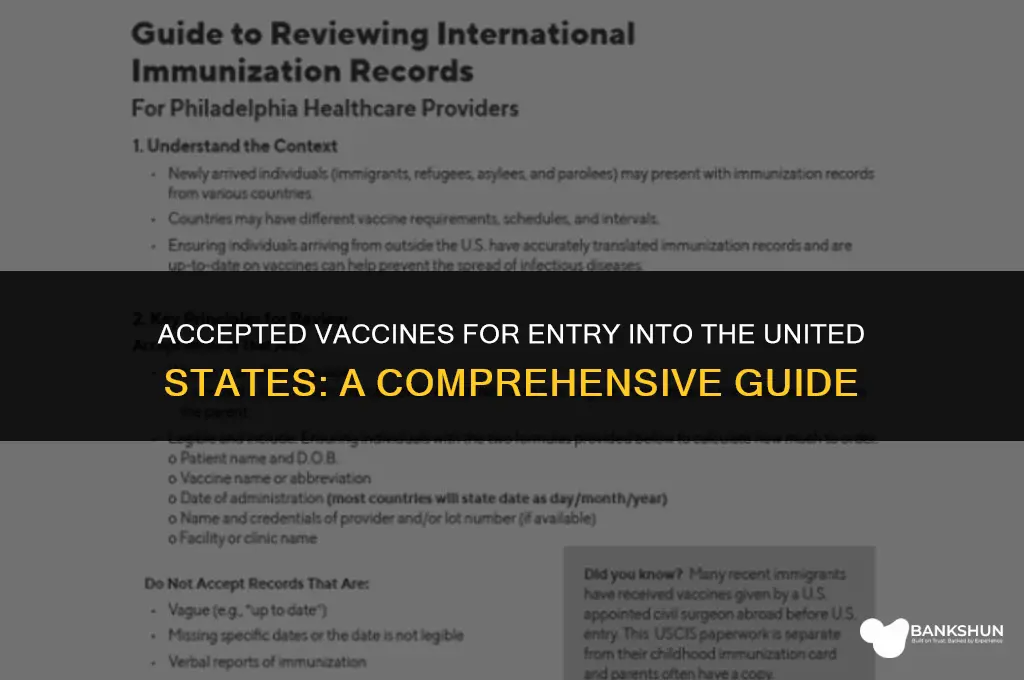 what vaccine is accepted to enter us