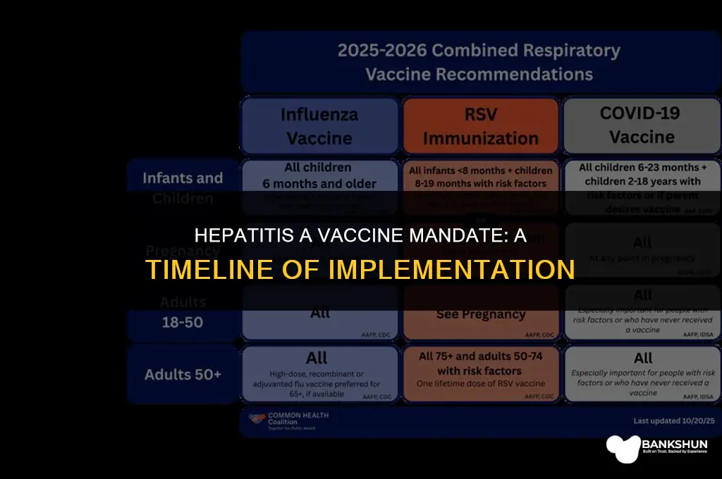 when did hep a vaccine become mandatory