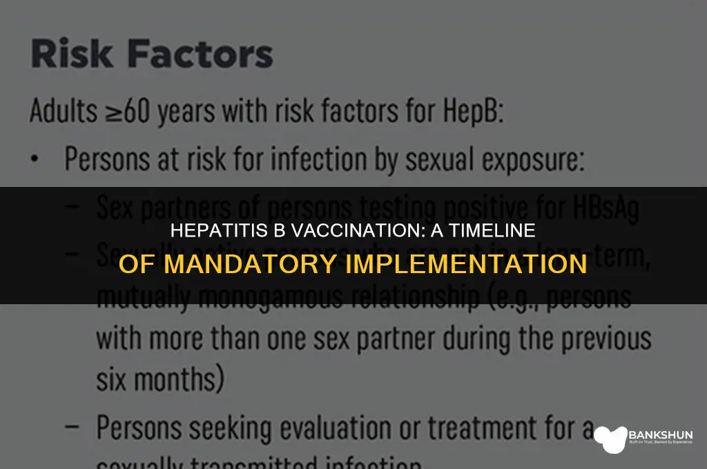 when did mandatory hepatitis b vaccine dtart
