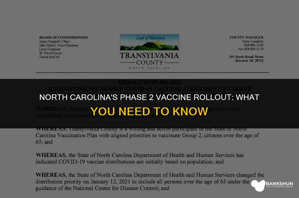 when is phase 2 vaccine north carolina