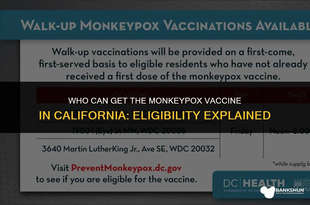 who is eligible for monkeypox vaccine california
