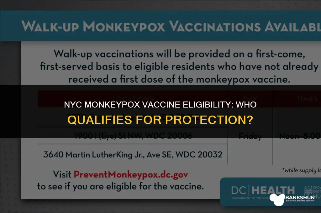who is eligible for monkeypox vaccine nyc