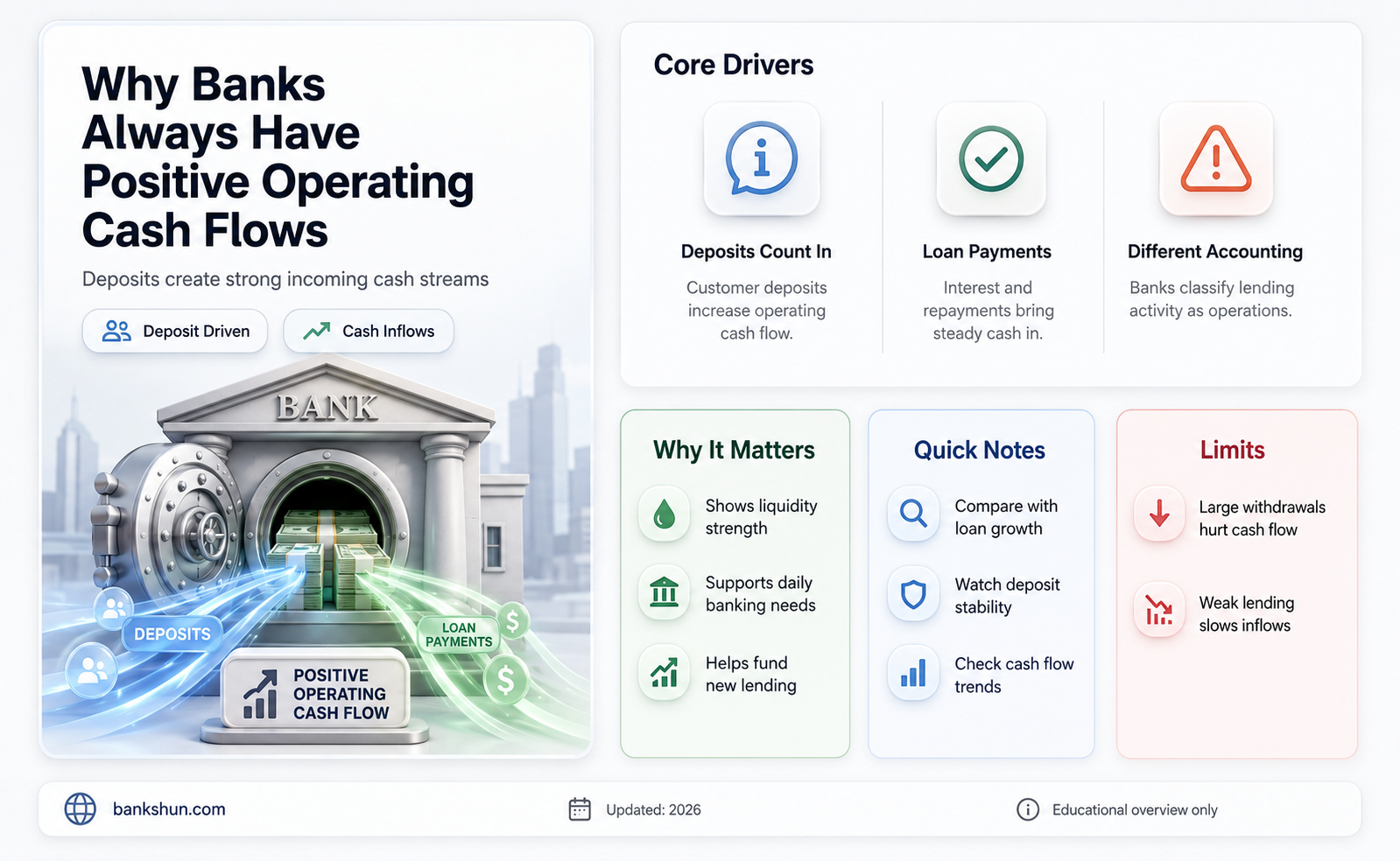do banks have positive operating cash flow