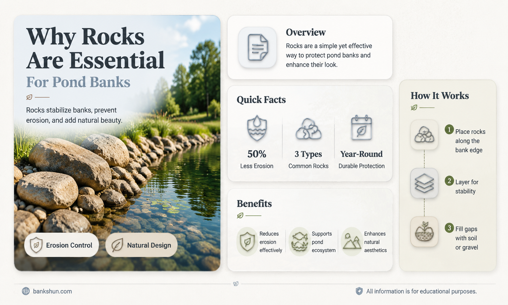 are rocks necessary for bank of pond